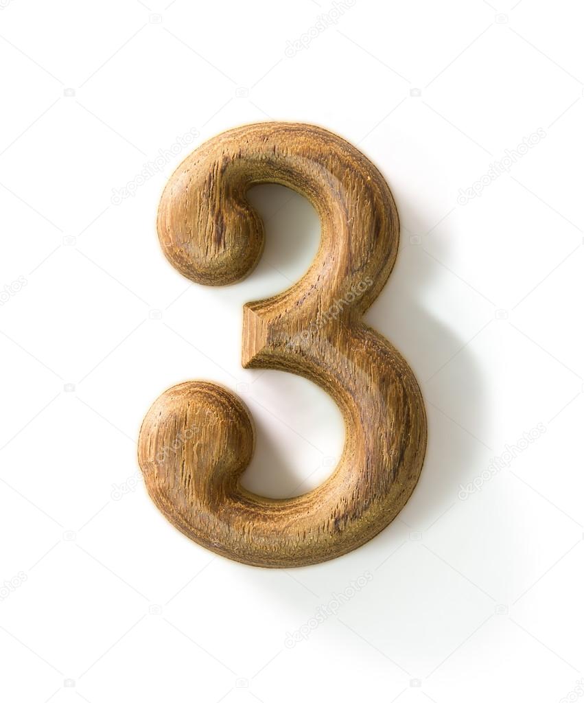 Wooden numeric 3