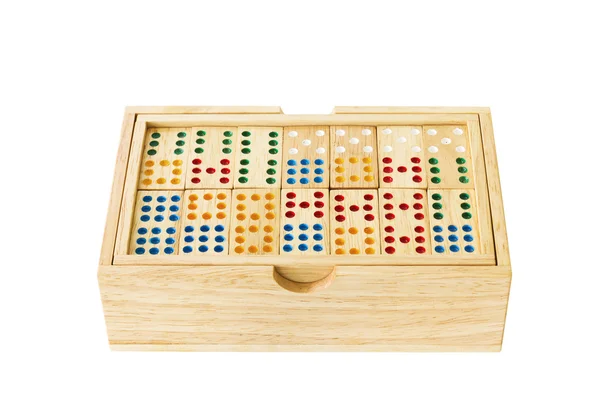 Domino de madera en caja — Foto de Stock