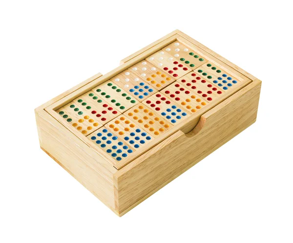 Wooden Domino in box — Stock Photo, Image