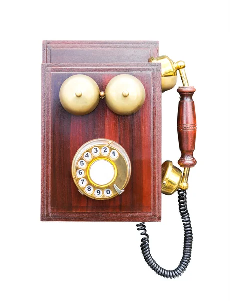 Antieke houten telefoon — Stockfoto