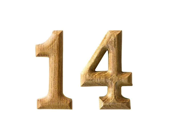 Wooden numeric 14 — Stock Photo, Image