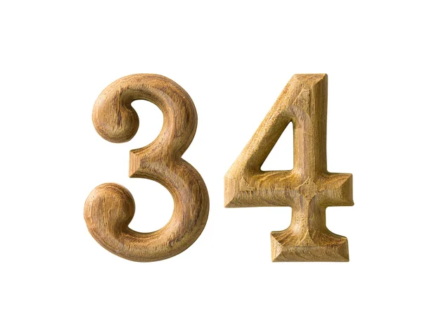 Wooden numeric 34 — Stock Photo, Image