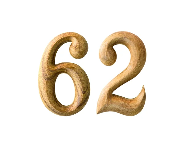 Wooden numeric 62 — Stock Photo, Image