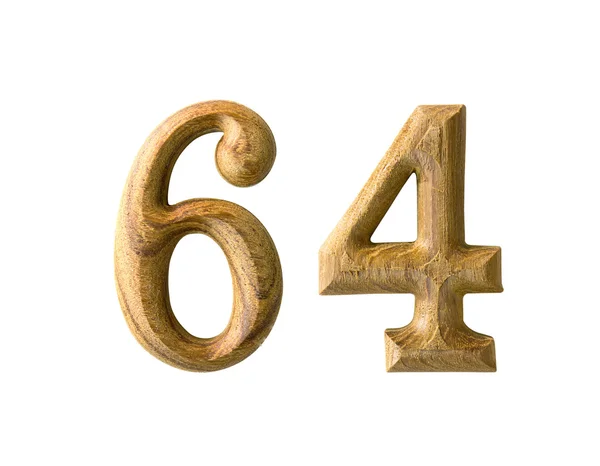 Wooden numeric 64 — Stock Photo, Image