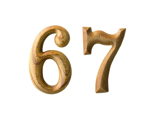 Drewniane numeryczne 67 — Zdjęcie stockowe