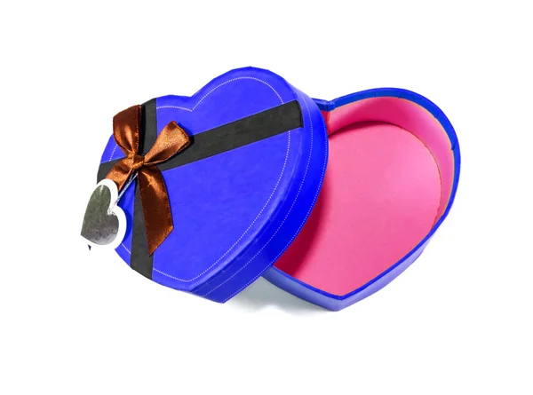 Modrá krabice ve tvaru srdce — Stock fotografie