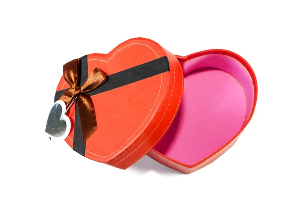 Red Heart-shaped box — Stock Photo, Image