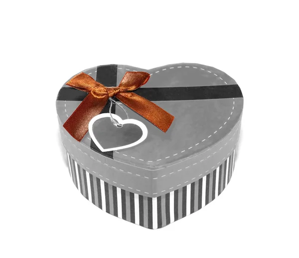 Gray Heart-shaped box — Stock Photo, Image