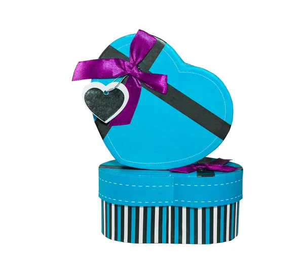 Blue Heart shaped box — Stock Photo, Image