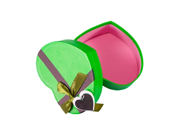 Коробка в форме зелёного сердца — стоковое фото