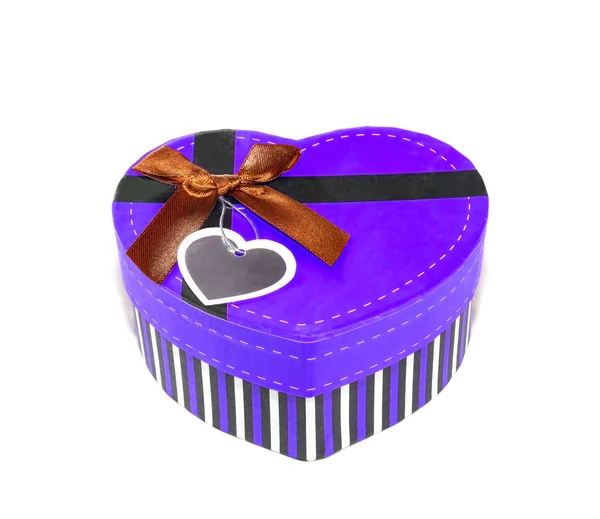 Violet Heart-shaped box — Stock Photo, Image