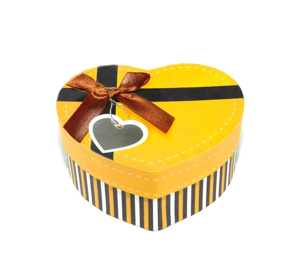 Yellow Heart-shaped box — Stock Photo, Image