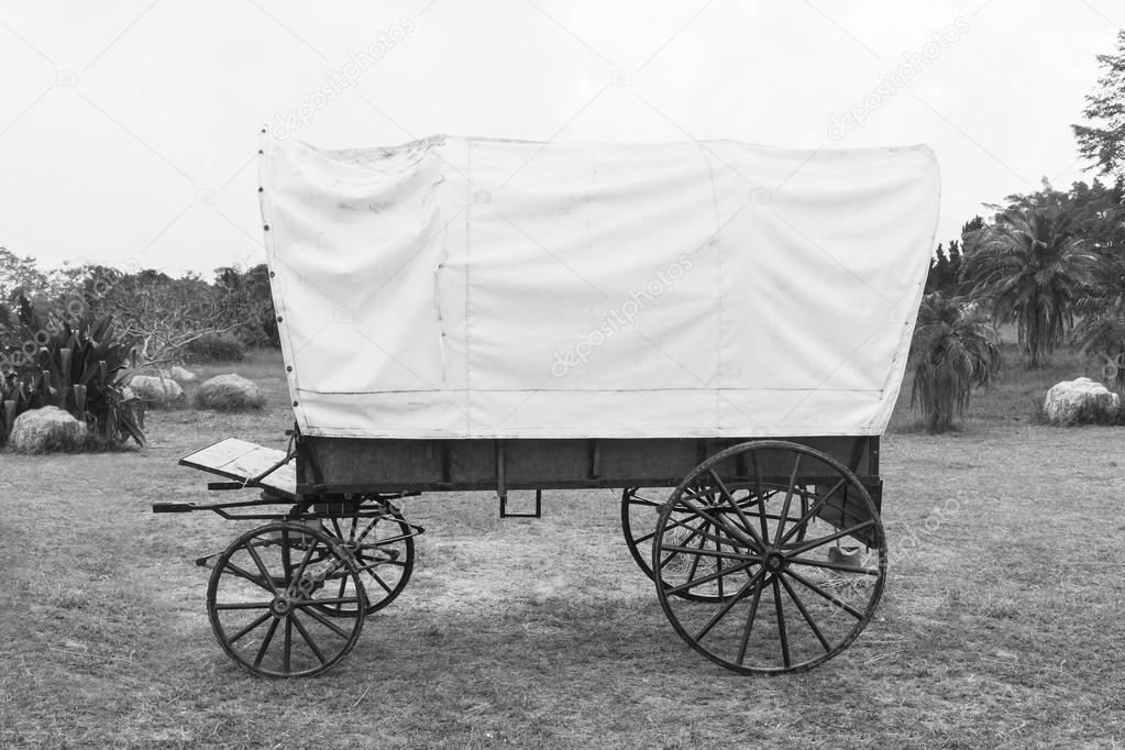 Black & White Covered wagon