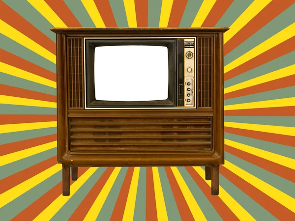 Old television and retro sun rays — Stock Photo, Image