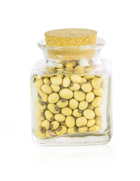 Bottle full of Soybeans — Stock Photo, Image