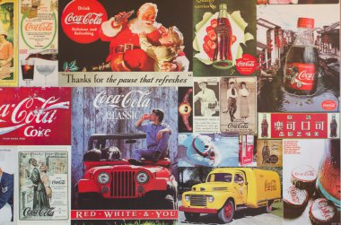 Old poster Coca Cola on wall clipart