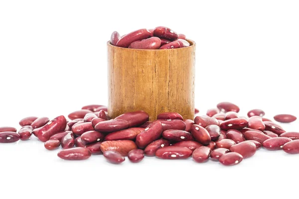 Kidney  beans in wood cup on white background — Stock Photo, Image