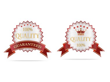 Luxury gold and silver quality shields label on white background