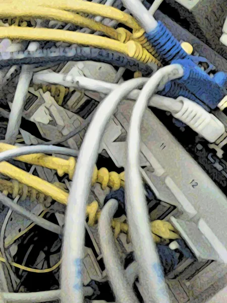 Ilustración bosquejada de cables de computadora desordenados — Foto de Stock
