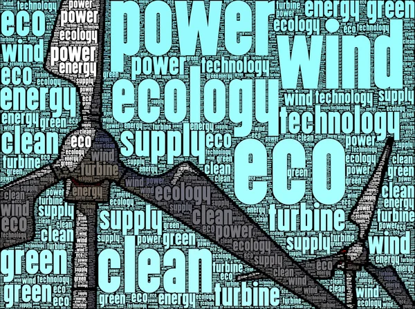 Illustration of wind turbines, made up of words — Stock Photo, Image