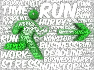 bir ok ile takip çalışan insan Word art çizimi