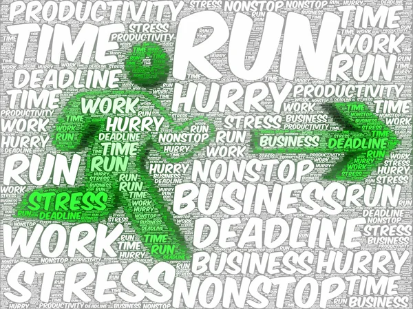 Word art illustration of a running human followed by an arrow — Stock Photo, Image