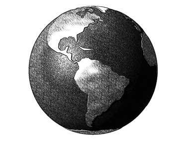 planet Earth çizgi roman tarzı siyah ve beyaz resim