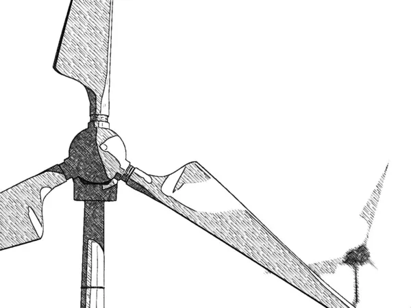 Sketched wind farm (made with ToonCamera by CodeOrgana) — Stock Photo, Image