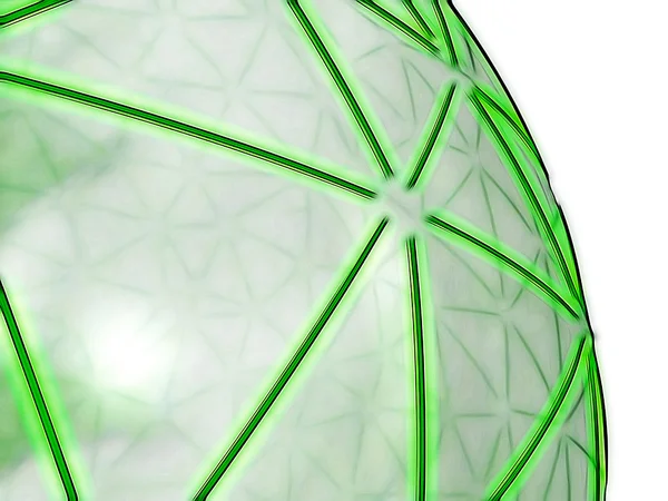 Rete sferica verde su superficie trasparente — Foto Stock
