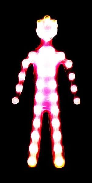 Front view of a standing glowing human silhouette — Stock Photo, Image