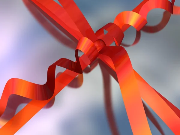 Close-up painting of a gift box with ribbon and bow — Stock Photo, Image