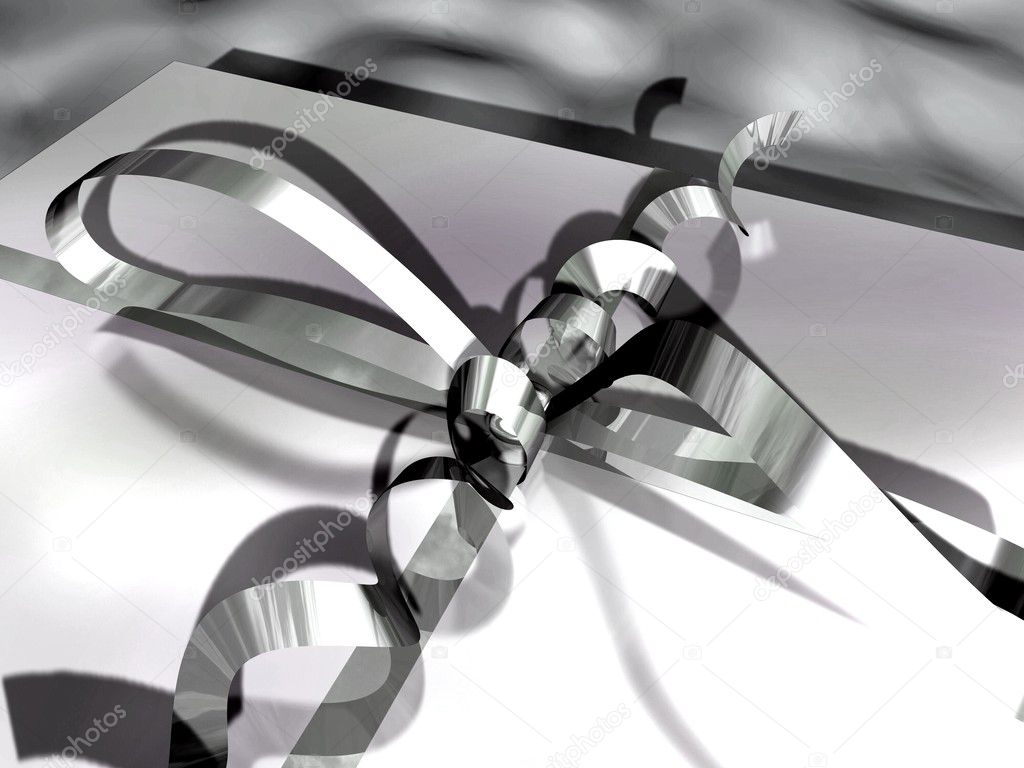 Close-up of a gift box (ribbon and bow)