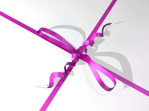Pink-colored ribbon and bow of a gift box — Stock Photo, Image