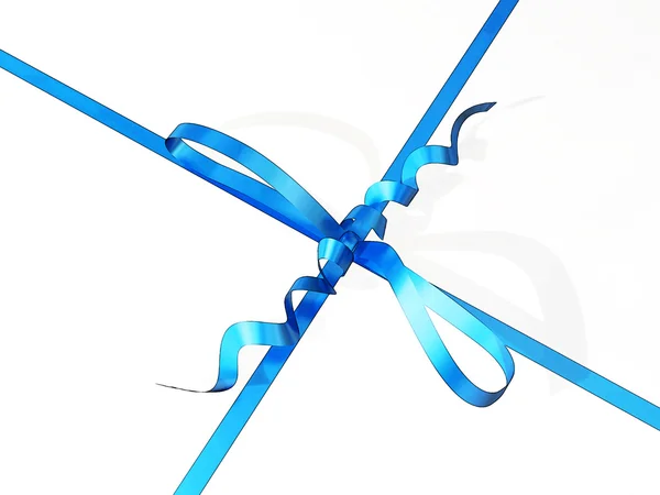 Close-up of a gift box with blue ribbon and bow — Stock Photo, Image