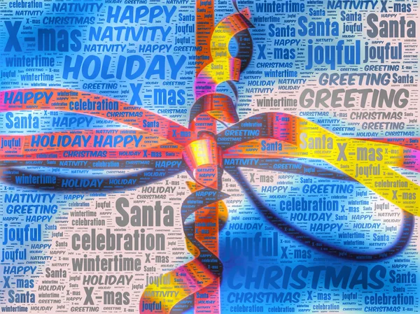 Word art representation of a Christmas gift pack — Stock Photo, Image