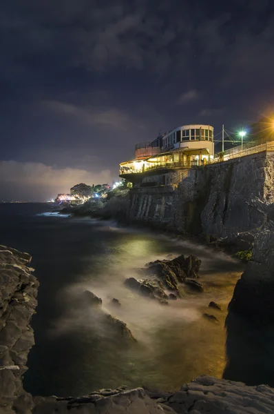 Costa di Genova Nervi di notte — Foto Stock