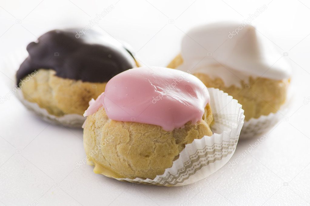 Pastries on a white background