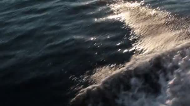 Sunset on water ripple look from pleasure boat — Stock Video