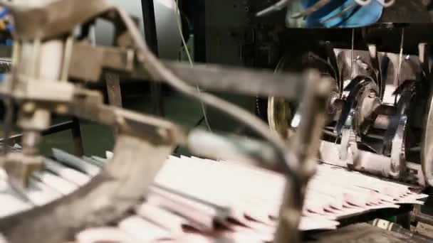 Pan on print press typography machine in work — Stock Video