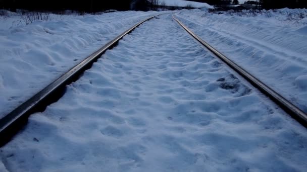 Panorama from railway to sunset — Stock Video