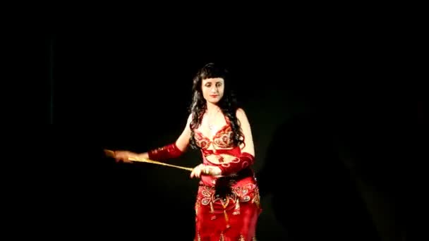 Woman dance with cane — Stock Video