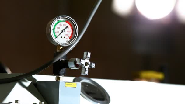 Industrial pressure barometer at work — Stock Video