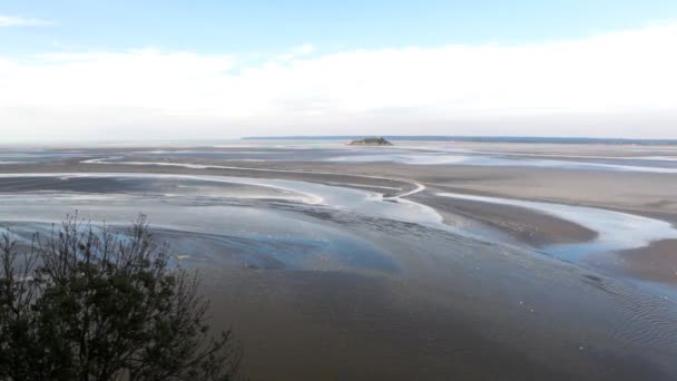 Bush a toku při západu slunce - le mont saint-michel — Stock video