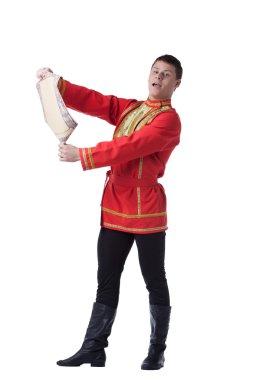 kağıt ile Rus kostüm dansçı