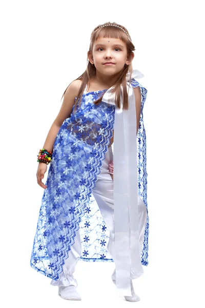 Sevimli küçük kız Hintli kostümü — Stok fotoğraf