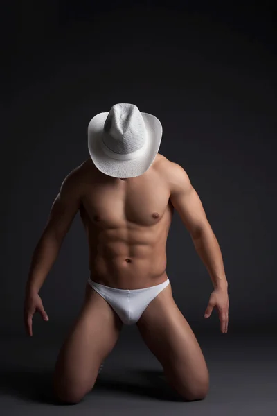 Sexy cowboy in white hat — Stock Photo, Image