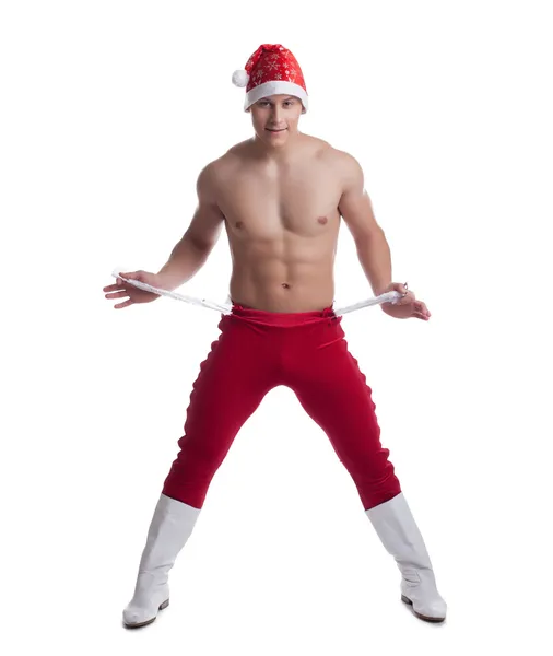 Sexy Tänzerin im Weihnachtskostüm — Stockfoto