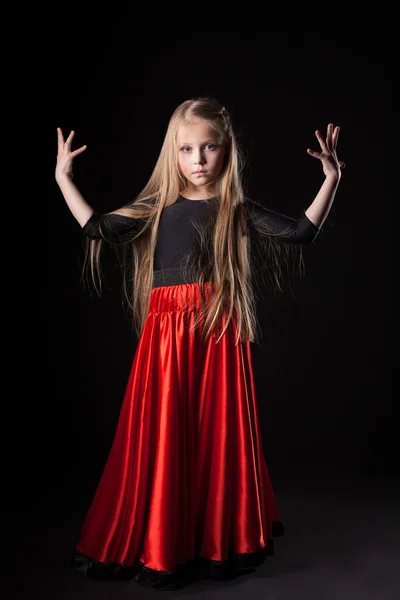 Pretty little girl performing hispanic dance — Stock Photo, Image