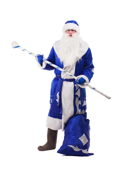 Father Christmas in blue costume — Stock Photo, Image