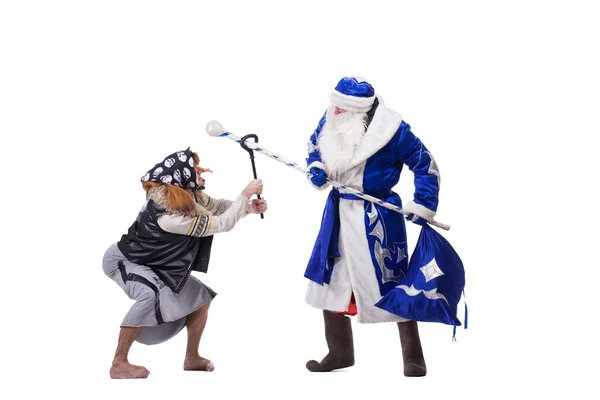 Enojado Baba Yaga y Papá Noel — Foto de Stock